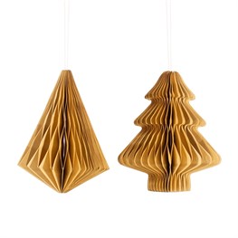 Kraft Paper Tree & Diamond Honeycomb Hanging Decorations - Assorted
