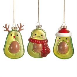 Festive Avocado Shaped Baubles - Assorted