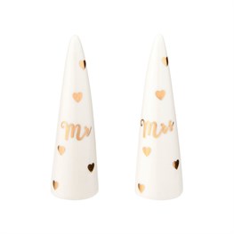 Set of 2 Mr & Mrs Ring Cones