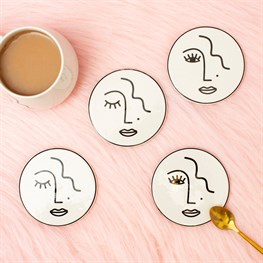 Abstract Face Coasters - Set of 4