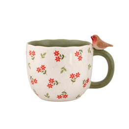 Sitting Robin Floral Mug