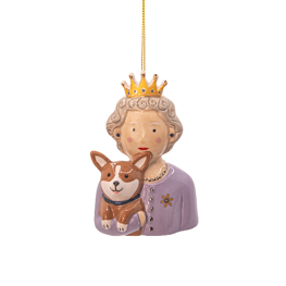 Queen and Corgi Ceramic Hanging Decoration