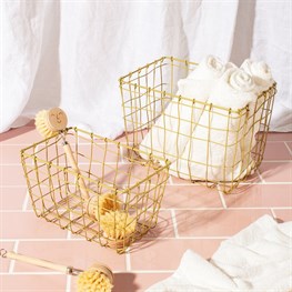 Golden Wire Baskets Set of 2