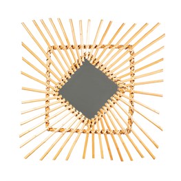 Rattan Square Sunburst Mirror