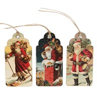 Retro Vintage Father Christmas Scene Gift Tags - Set of 15