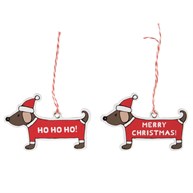 Christmas Sausage Dog Gift Tags - Set of 12