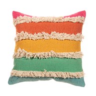 Rainbow Stripe Tufted  Cushion Cover
