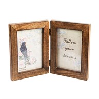 Double Dark Brown Wood Photo Frame