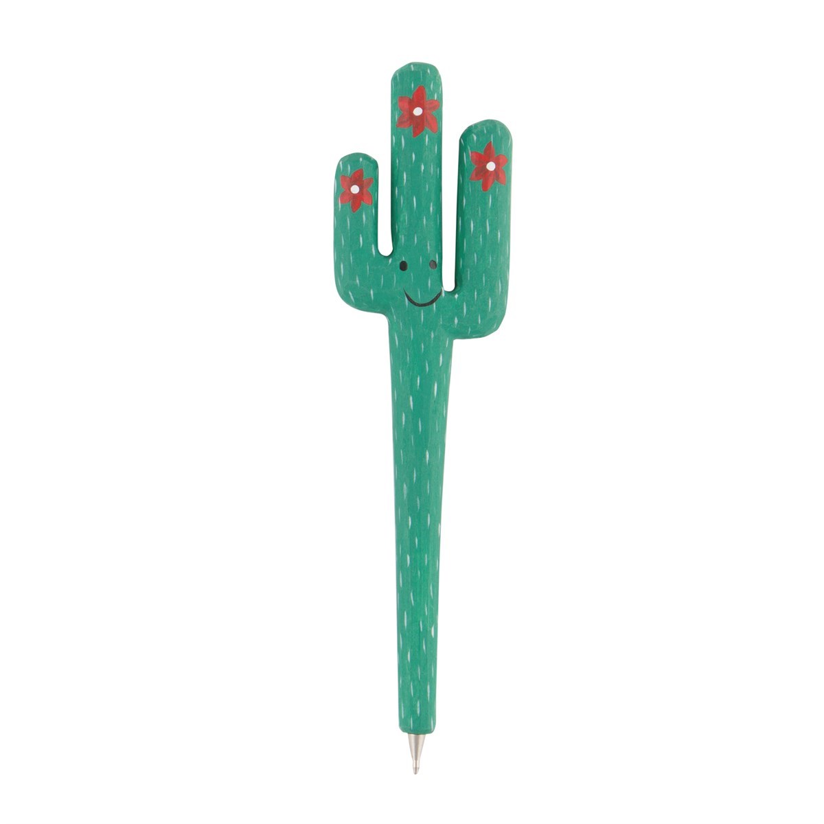 New Carved Wooden Happy Cactus Sass and Belle Pen