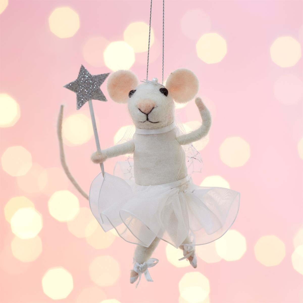 Fairy Mouse With Star Wand Felt Hanging Decoration