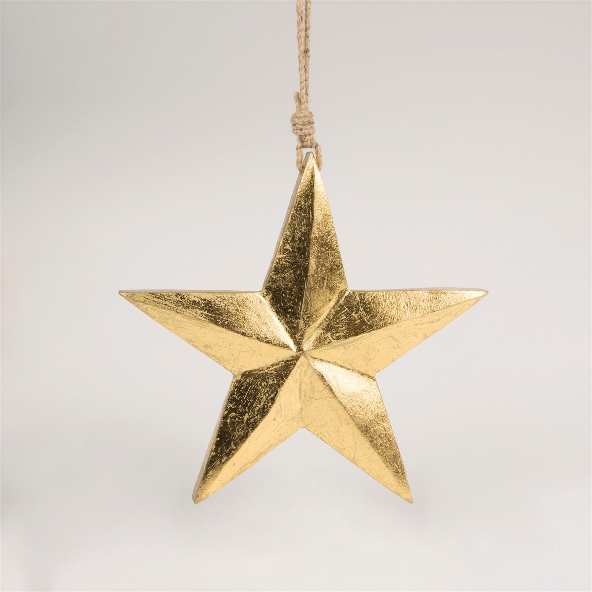 Gold Wooden Star Hanging Decoration Large
