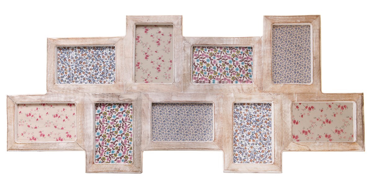 Nine Multi Photo Frame White Wood Effect