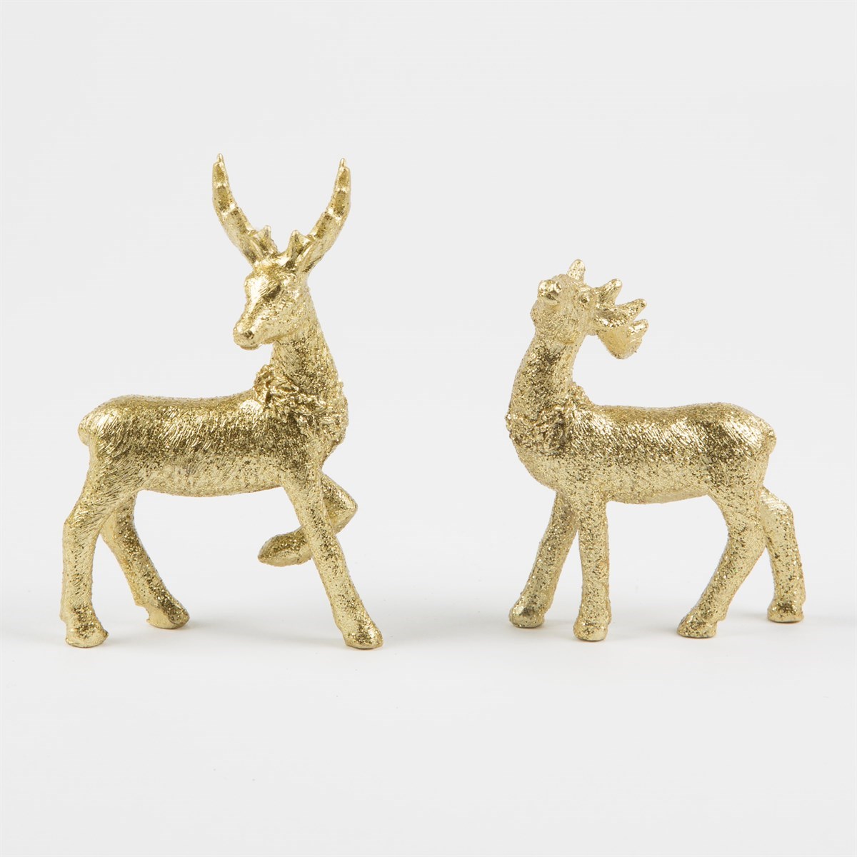 Glitter Gold Reindeer Standing Decoration Assorted