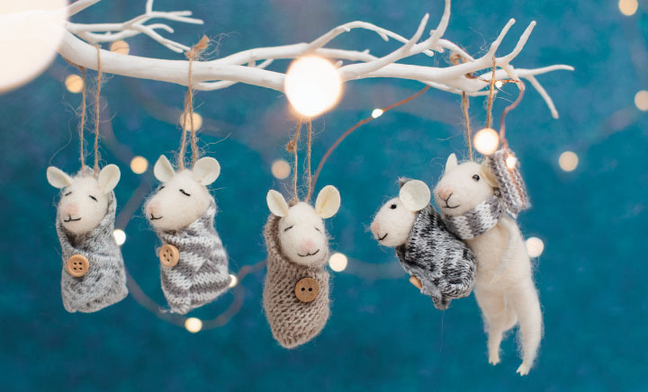 Felt Hanging Mouse Musician Christmas Tree Decorations - The