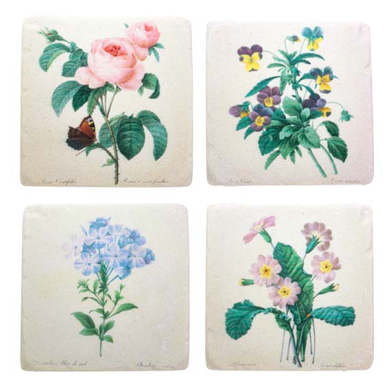 Vintage Flower Coasters - Set of 4
