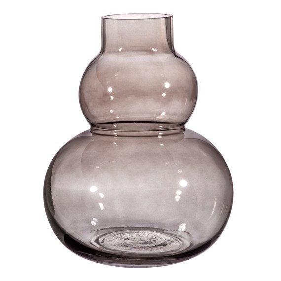 Glass Pebble Vase Grey Smoke