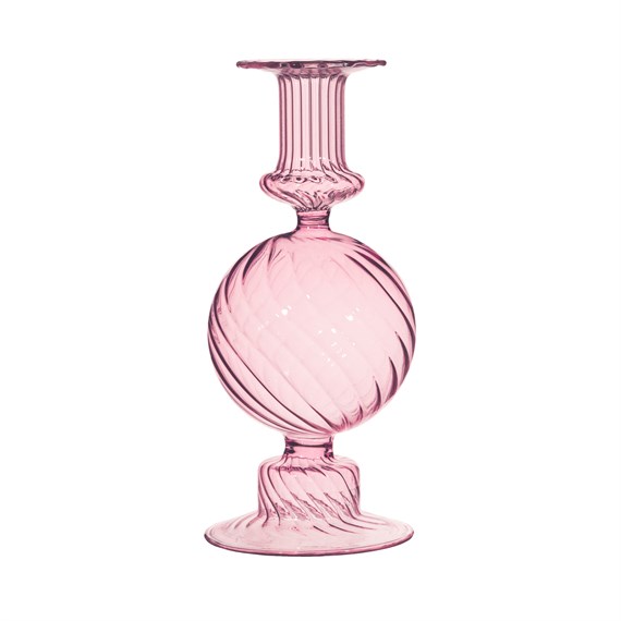 Pink Fluted Globe Candleholder