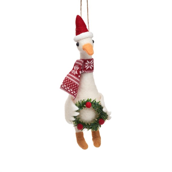 Goose with Wreath Hanging Decoration