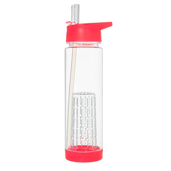 Hot Pink Water Bottle With Straw & Infuser