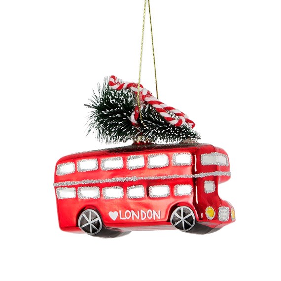 Christmas in London Bus Shaped Bauble Red
