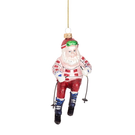 Skiing Santa Shaped Bauble