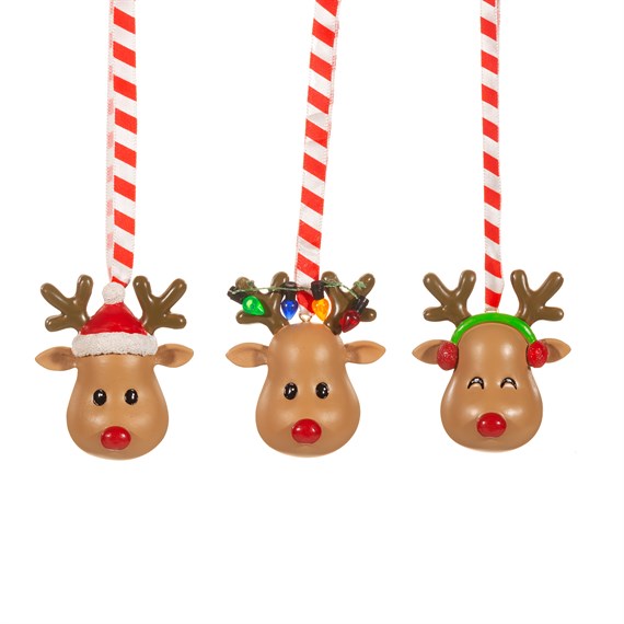 Rudolph Head Bauble - Set of 3
