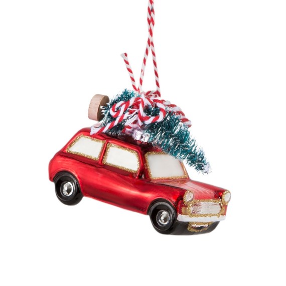 Coming Home For Xmas Red Car Shaped Bauble
