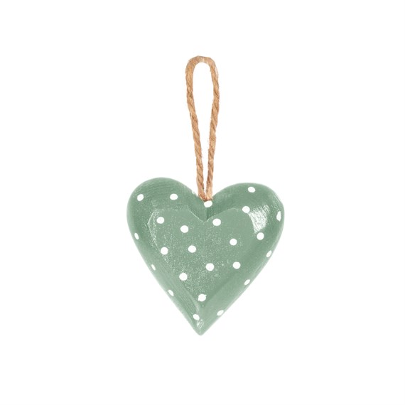 Green Polka Dot Mini Wooden Heart