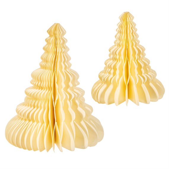 Off White Honeycomb Tree Standing Decoration - Set of 2