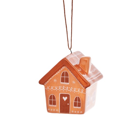 Gingerbread House Shaped Ceramic Hanging Decoration